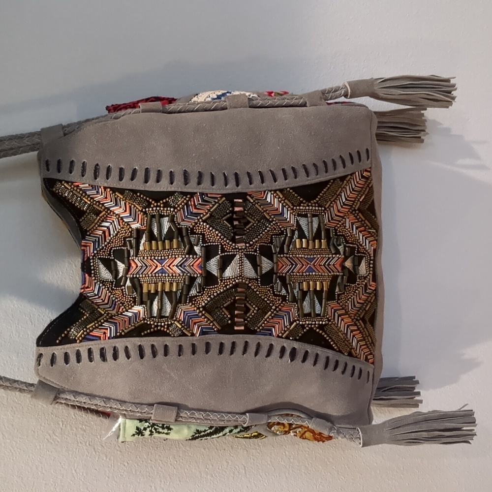 Free People Leather Beaded Patchwork Braid Strap … - image 2